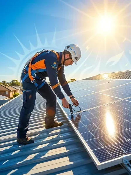מומחה SUNVEX ENERGY בבדיקת מערכת סולארית על גג בית פרטי בישראל